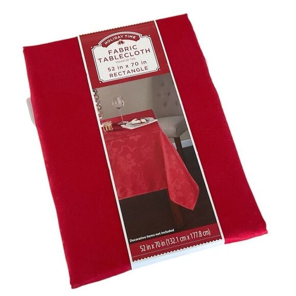 Holiday Time Red Cloth Tablecloth  52” X 70 - Picture 1 of 4